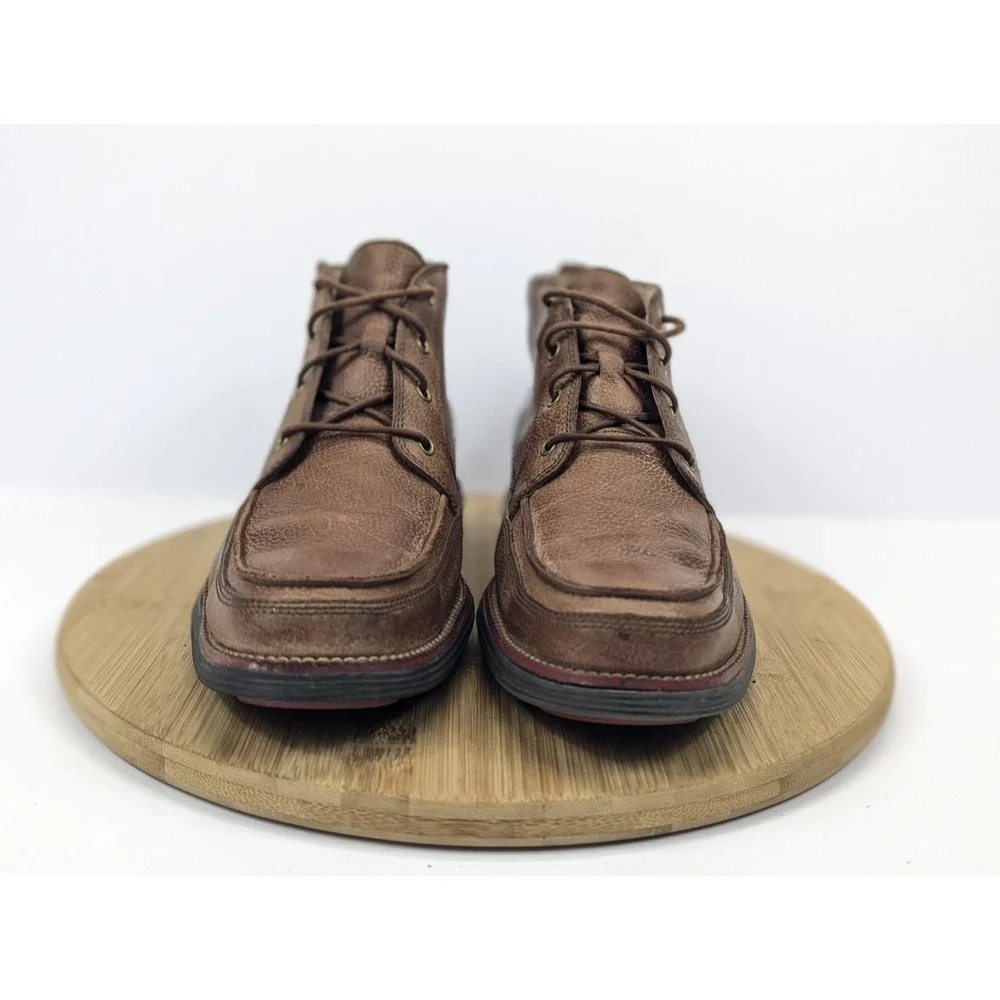 Cole Haan Connery Mens 10 M Chukka Boots Brown Leather Moc Toe Ankle Lunar Shoes